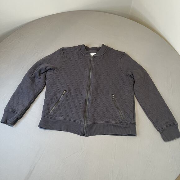 Pact Quilted Bomber Jacket Full Zip Womens Medium Gray Organic Cotton - Picture 2 of 7